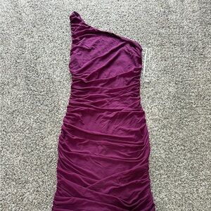 Lulus Already RSVP'd Plum Purple Ruched One-Shoulder Bodycon Dress Sz Large
